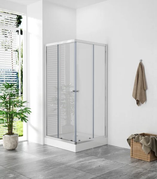 POINT Q 90 Clear LOR Štvorcový sprchovací kút s akrylátovou vaničkou