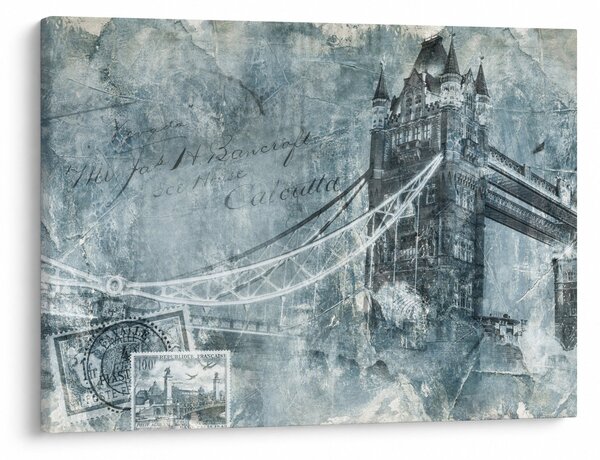 Obraz - Tower Bridge v chladných tónoch (70x50 cm)