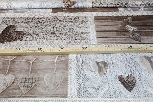 Bavlnená látka Shabby love béžové srdiečka, š. 145 cm Farba Béžová Rozmery Šírka 145 cm