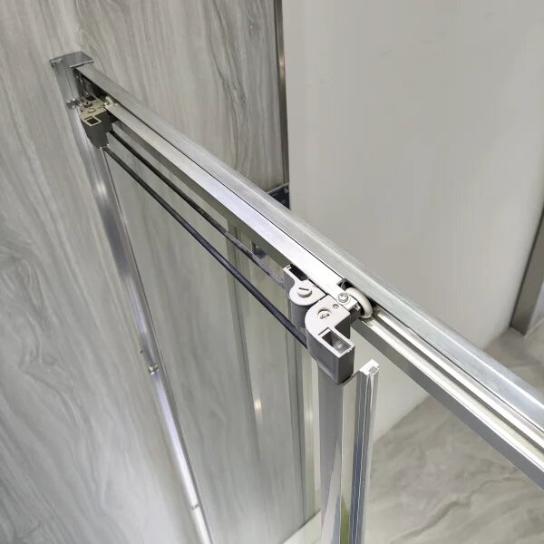 AFTER COMBI 100x90 Grape Sprchovací kút s trojdielnymi posuvnými dverami a pevnou bočnicou