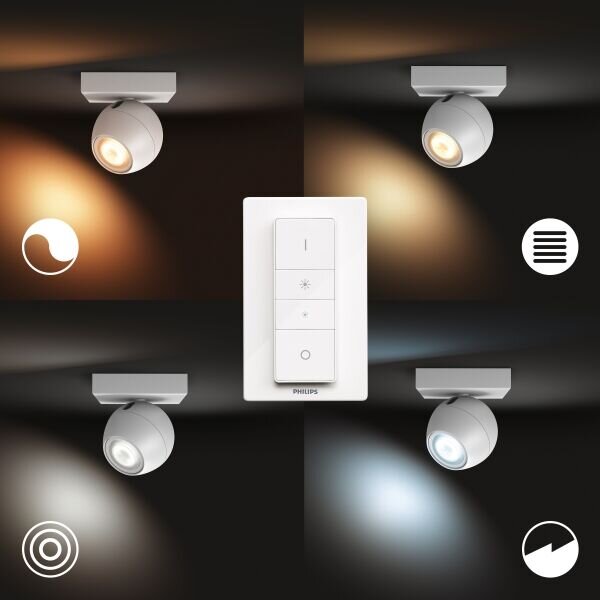 Philips Hue White Ambiance 8719514339224 BUCKRAM nástenné bodové svietidlo 1xGU10 +SWITCH 5,5W/250lm 2200-6500K biela bluetooth