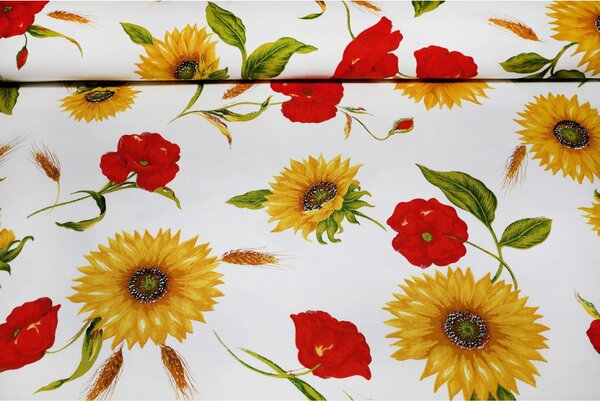 Bavlnený obrus Slnečnice a divé maky 90x90 cm Made in Italy Farba Viacfarebná Rozmery 90x90 cm
