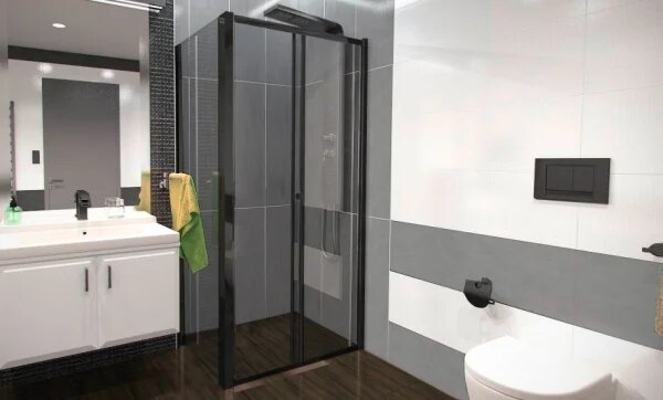 NICOL COMBI Black 100x80 číre Sprchovací kút s posuvnými dverami