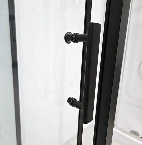 GLASS 100x80x225 Čierny Masážny sprchový box obdĺžnikový