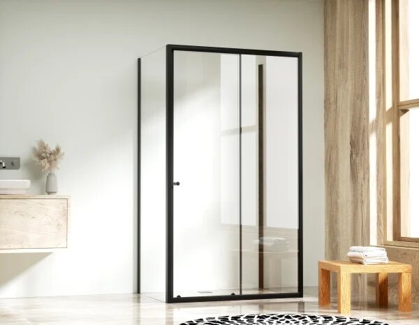 NICOL COMBI II Black 80x100x80 Číre Sprchovací kút s posuvnými dverami