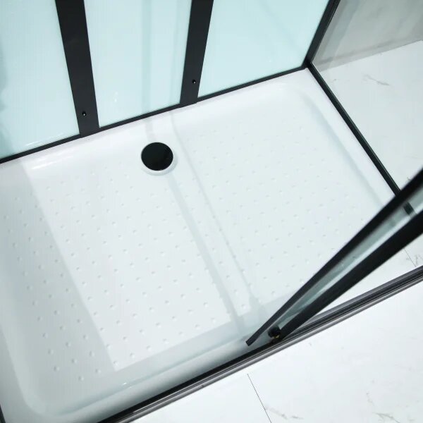 GLASS 100x80x225 Čierny Masážny sprchový box obdĺžnikový
