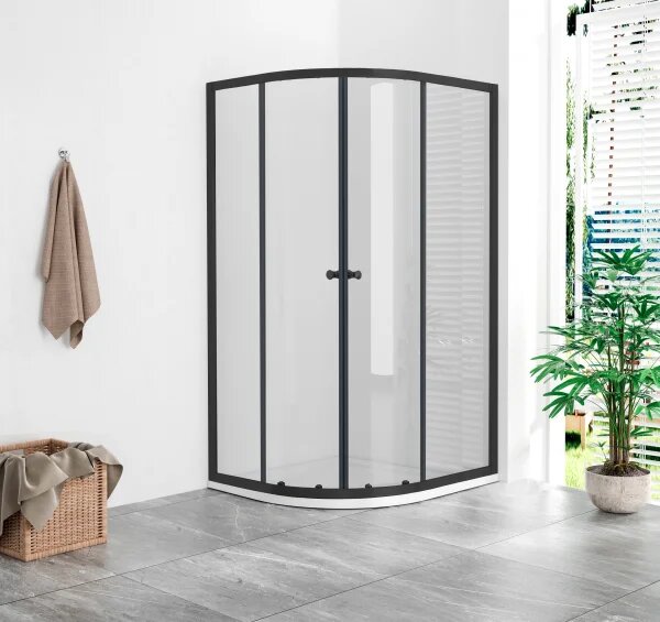 POINT AS BLACK ROCKY 100x80 Clear Pravý Asymetrický sprchovací kút s mramorovou vaničkou