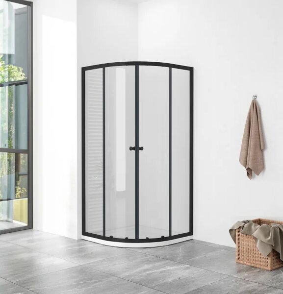 POINT BLACK ROCKY 80 Clear Štvrťkruhový sprchovací kút s mramorovou vaničkou