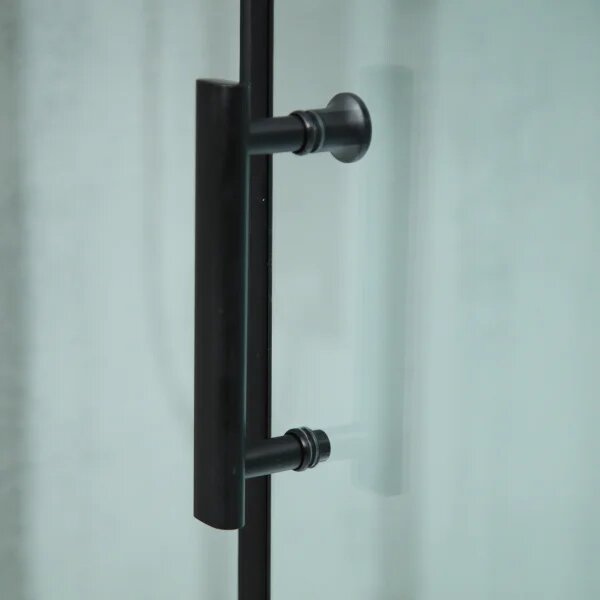 GLASS 90x90x225 Čierny Masážny sprchový box štvrťkruhový