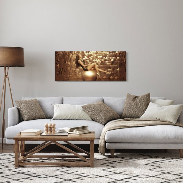 Obraz ženy v zlatej miestnosti (120x50 cm)