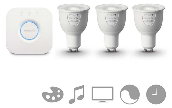 Philips HUE StarterKit 3SET LED GU10 6,5W 16 mil.farieb + bridge