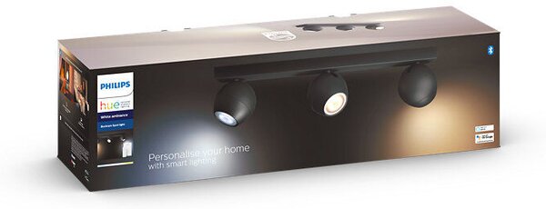 Philips Hue White Ambiance 8719514339125 BUCKRAM stropné bodové svietidlo 3xGU10 +SWITCH 3x5,5W/3x250lm 2200-6500K čierna bluetooth
