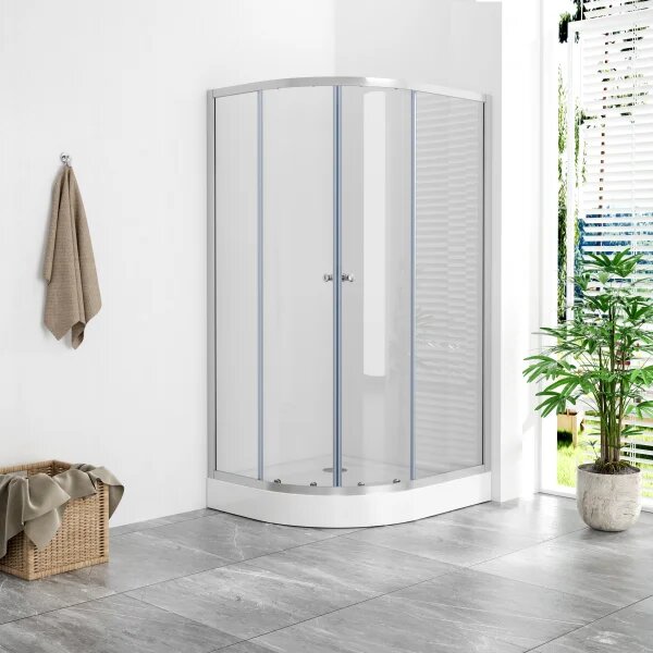 POINT AS LOR 100x80 Clear Pravý Asymetrický sprchovací kút s akrylátovou vaničkou