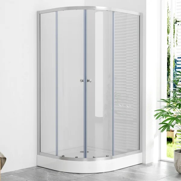 POINT AS LOR 100x80 Clear Pravý Asymetrický sprchovací kút s akrylátovou vaničkou