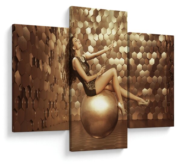 Obraz ženy v zlatej miestnosti (90x60 cm)