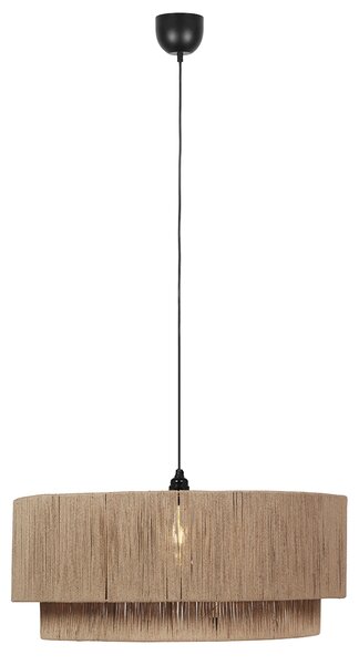 Japandi závesná lampa čierna s hnedým lanom 60cm - Smilla