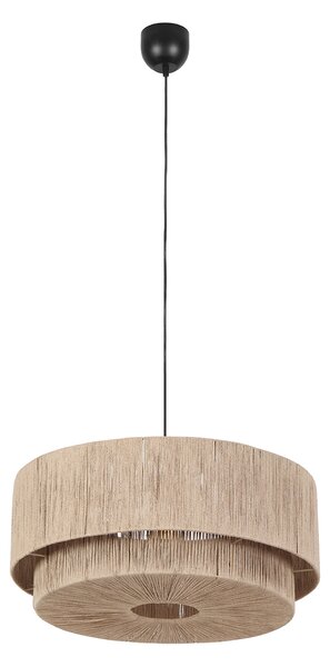 Japandi závesná lampa čierna s hnedým lanom 60cm - Smilla