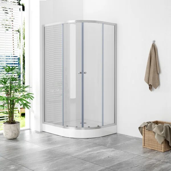 POINT AS LOR 100x80 Clear Ľavý Asymetrický sprchovací kút s akrylátovou vaničkou