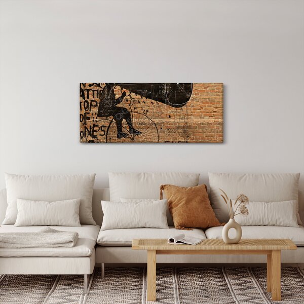 Obraz - Muž na bicykli v Banksyho štýle (120x50 cm)