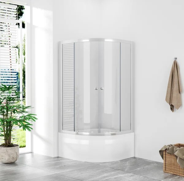 POINT SAP 100x80 Clear Asymetrický sprchovací kút s vysokou vaničkou, ľavé prevedenie