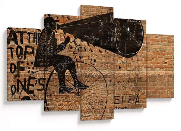Obraz - Muž na bicykli v Banksyho štýle (150x105 cm)