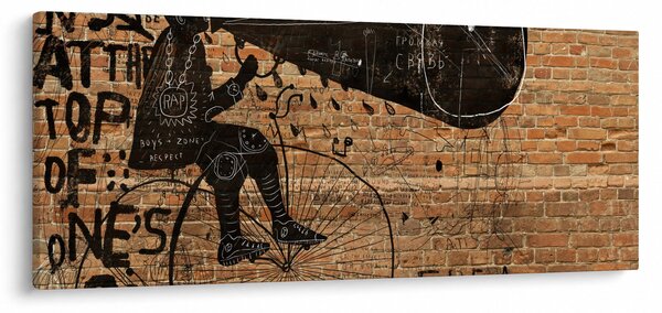 Obraz - Muž na bicykli v Banksyho štýle (120x50 cm)