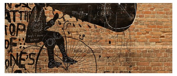 Obraz - Muž na bicykli v Banksyho štýle (120x50 cm)