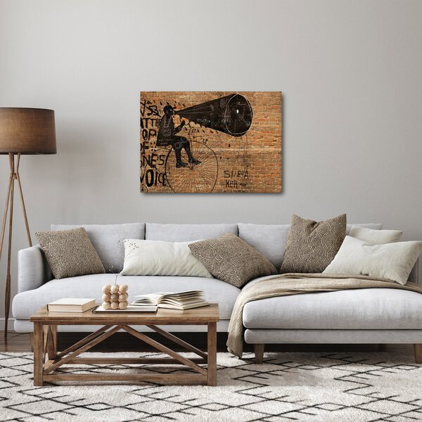 Obraz - Muž na bicykli v Banksyho štýle (70x50 cm)