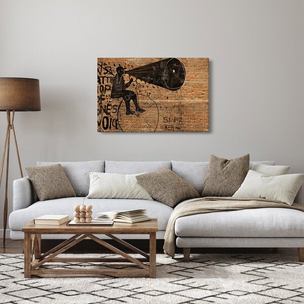 Obraz - Muž na bicykli v Banksyho štýle (90x60 cm)