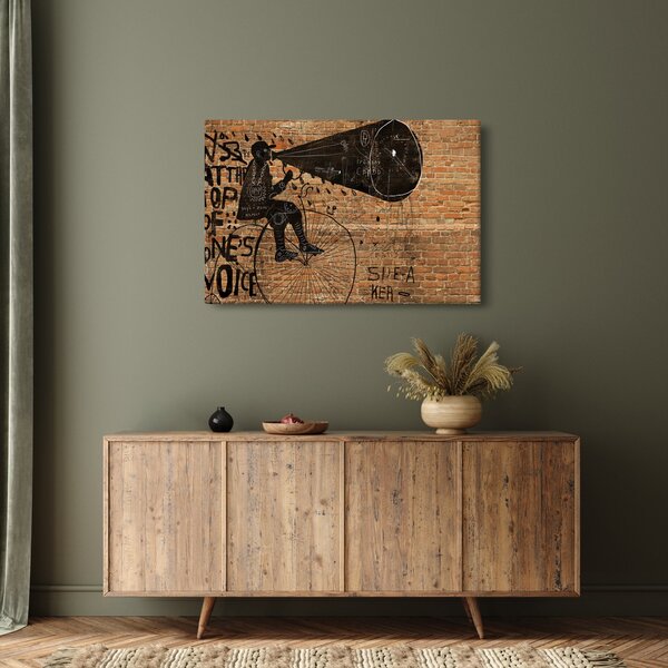 Obraz - Muž na bicykli v Banksyho štýle (90x60 cm)