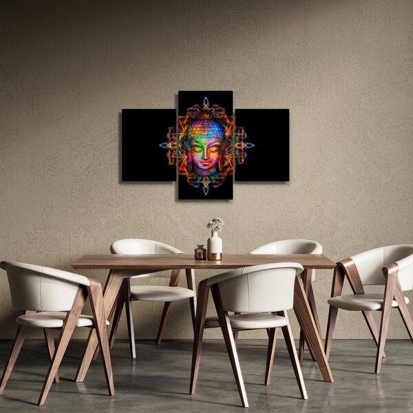 Obraz - Busta Budhu v neónových farbách (90x60 cm)