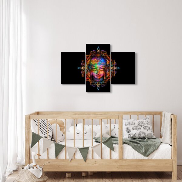 Obraz - Busta Budhu v neónových farbách (90x60 cm)