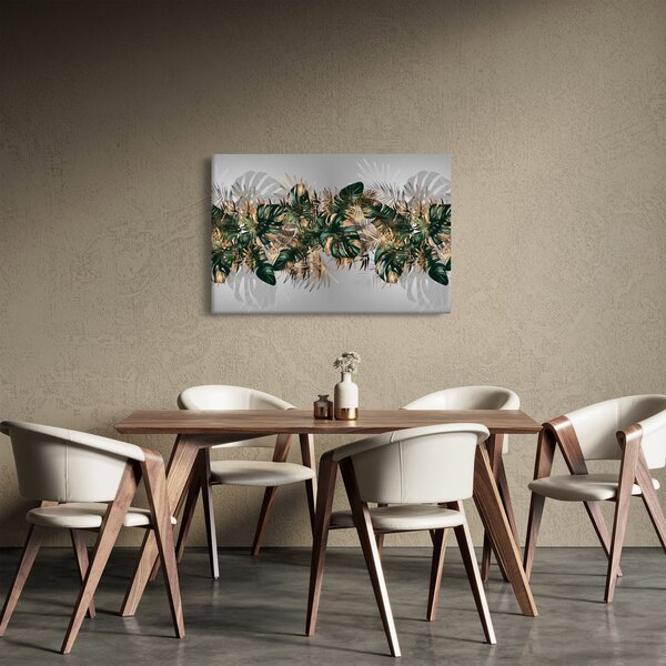 Obraz - Zlato-zelené tropické listy (90x60 cm)