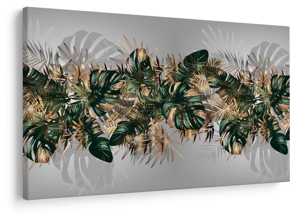 Obraz - Zlato-zelené tropické listy (90x60 cm)