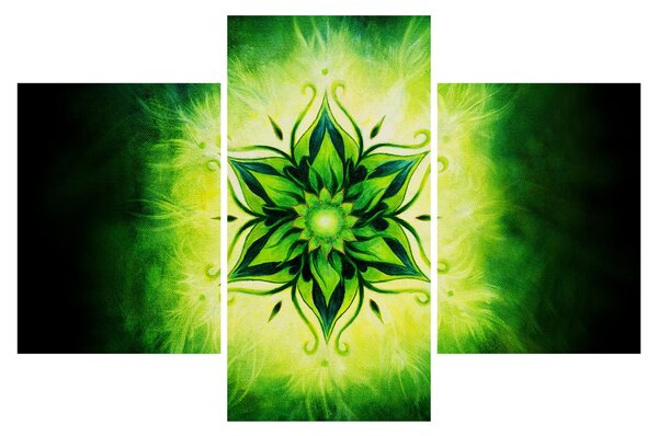 Obraz - Kvetinová mandala v zelenom pozadí (90x60 cm)