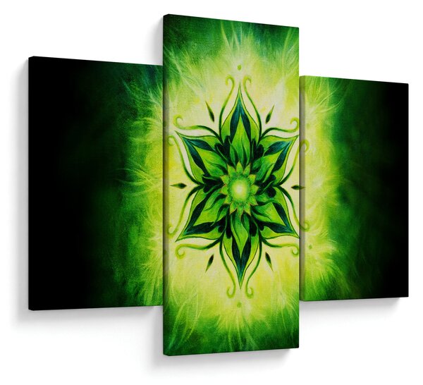 Obraz - Kvetinová mandala v zelenom pozadí (90x60 cm)