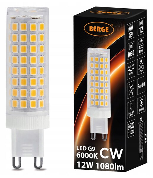 ECOLIGHT LED žiarovka - 230V - G9 - 12W - 1080Lm - studená biela - 6500K