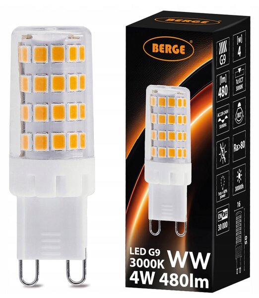 BERGE LED žiarovka - G9 - 5W - 430Lm - PVC - teplá biela