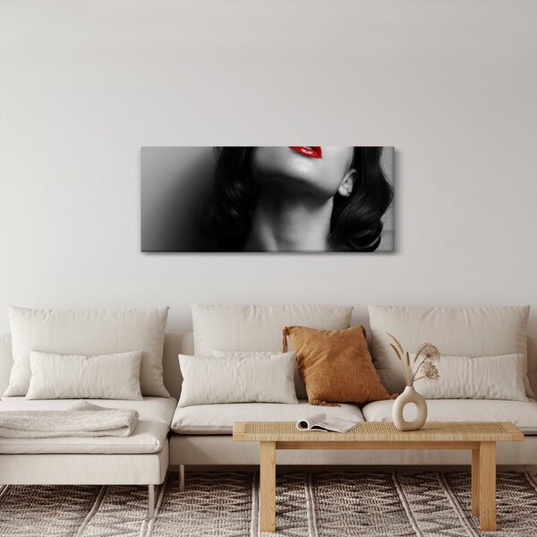 Obraz - Portrét ženy s červeným rúžom (120x50 cm)