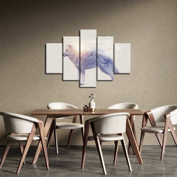 Obraz - Arktický vlk zrkadliaci divokú krajinu (150x105 cm)