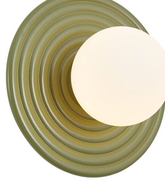 Retro nástenná lampa zelená s opálovým okrúhlym 20cm IP44 - Lila