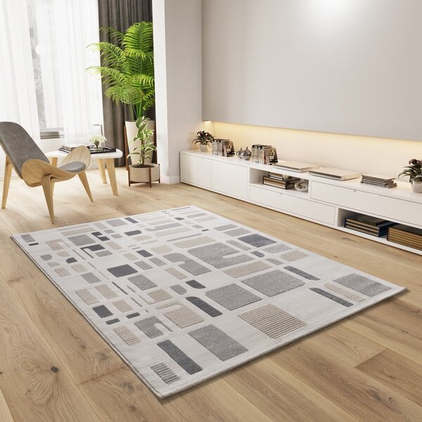 Koberec vo svetlosivej a slonovinovej farbe 80x150 cm Flora – Universal