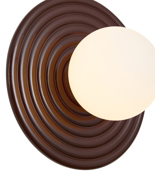 Retro nástenná lampa hnedá s okrúhlym opálovým sklom 20 cm IP44 - Lila