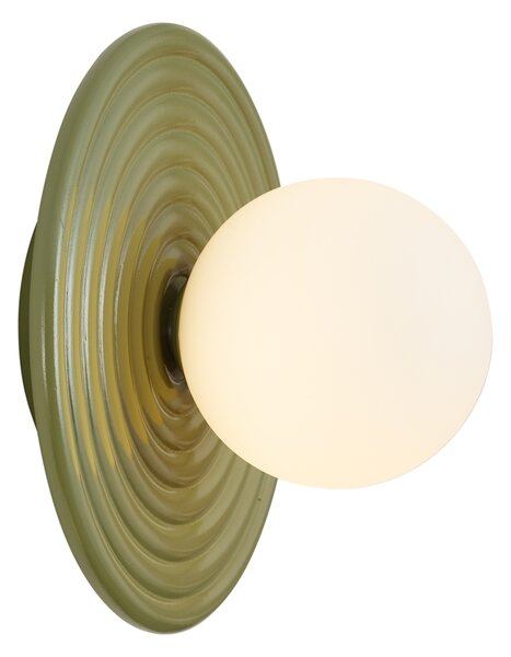 Retro nástenná lampa zelená s opálovým okrúhlym 20cm IP44 - Lila