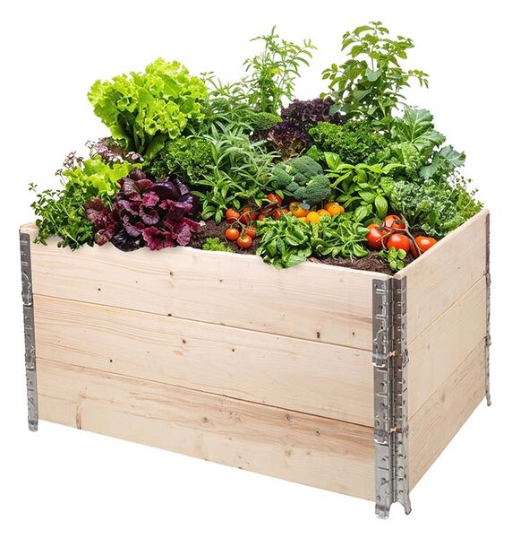 ATMOWOOD Drevený vyvýšený záhon s kovaním 120 x 80 x 20 cm