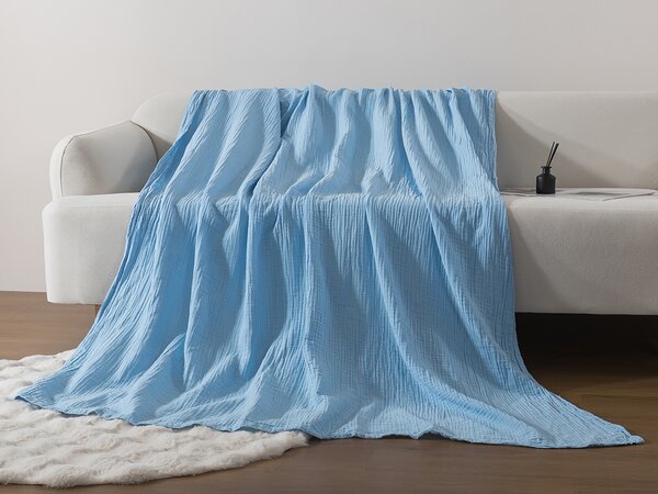 XPOSE® Detské mušelínová deka SENA Premium - svetlo modrá 120x120 cm