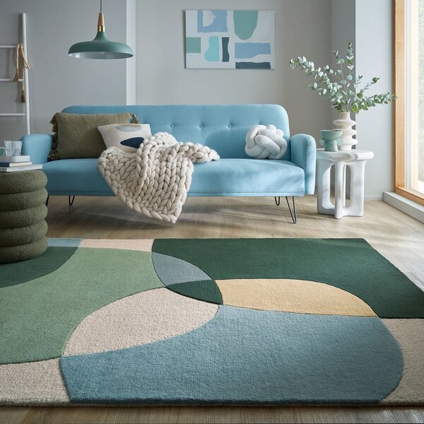 Zelený ručne tkaný vlnený koberec 120x170 cm Glow Green & Blue – Flair Rugs