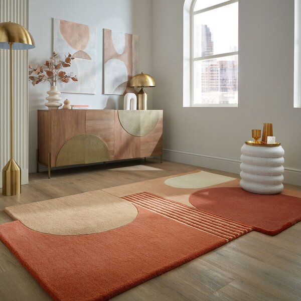 Ručne tkaný vlnený koberec v terakotovej farbe 200x290 cm Lozenge Terracotta – Flair Rugs