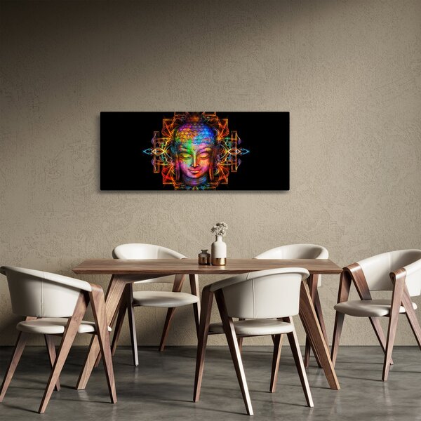 Obraz - Busta Budhu v neónových farbách (120x50 cm)