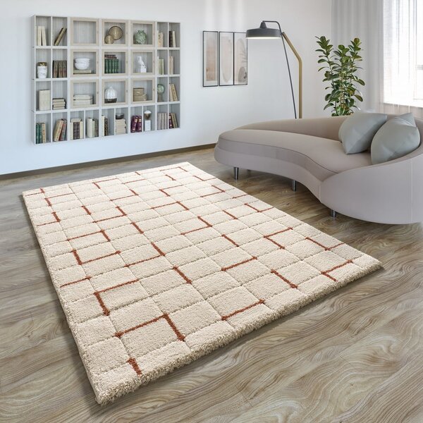 Koberec v tehlovej a krémovej farbe 200x290 cm Brenda – Universal